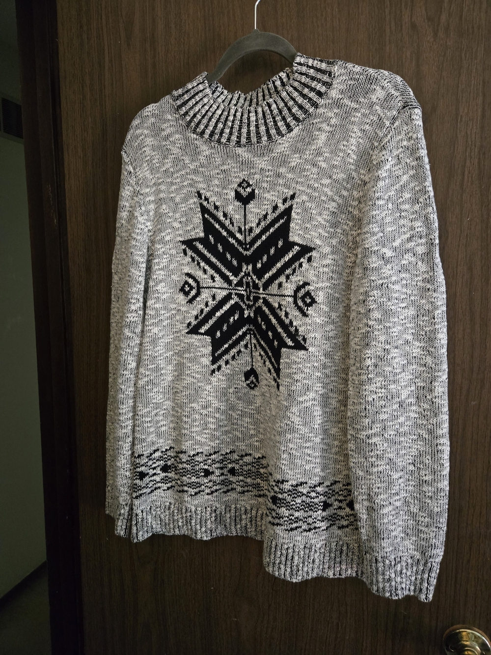 Christopher & Banks Gray and Black Turtleneck Sweater with Nordic Star